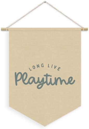 Playroom Decor, Long Live Playtime Neutral Linen Canvas Banner, Play Room Wall by Unknown