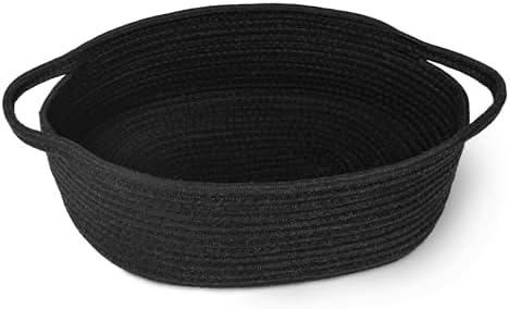 MEGASKET Black Woven Basket, 13” x 9” x 5” Cute Dog Toy Basket, Soft Cotton by MEGASKET