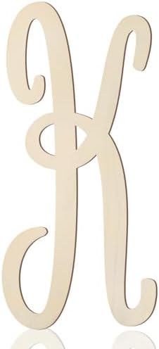 Wooden Letters 12 Inch for Wall Decor Large Cursive Wood Monogram Letters K by Focal20Craft