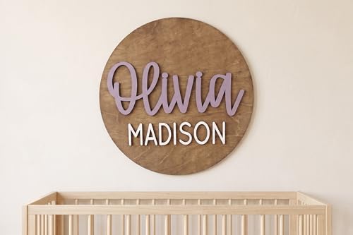 Custom Round Nursery Name Sign, Personalized 3D Baby Name Announcement Sign - Image 4