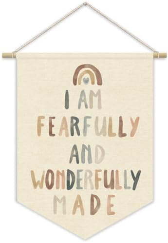 Christian Nursery Wall Art Canvas Banner, Fearfully and Wonderfully Made by Unknown