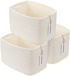 XUANGUO Woven Cotton Rope Storage Baskets 15x10x9.3" 3 Pack White by XUANGUO