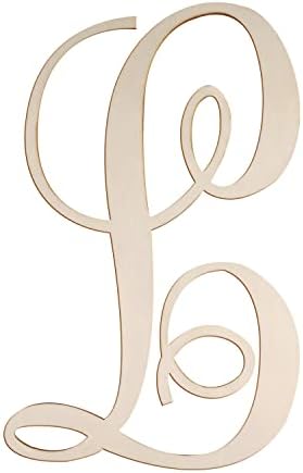 Cursive Wooden Letters L for Wall Decor Large Wood Monogram Letters 14 Inch by Focal20Craft
