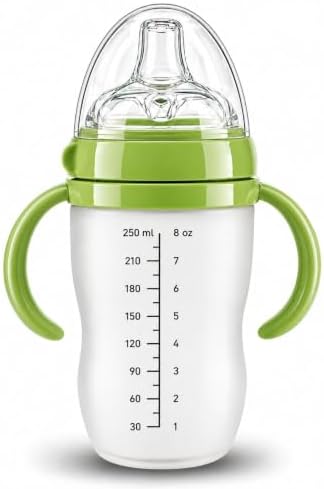Silicone Baby Bottle with Handles, Anti-Colic Soft Nipple, BPA Free Infant by Unknown