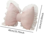 Fenteer Pink Bow Throw Pillow, Soft Bowknot Decorative Cushion - Image 6