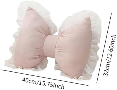 Fenteer Pink Bow Throw Pillow, Soft Bowknot Decorative Cushion - Image 6