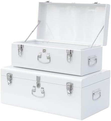 Vixdonos Decorative Large Metal Box Storage Trunk Chest Set of 2 College Dorm by Vixdonos