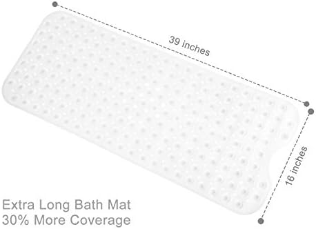 TEESHLY Bath Tub and Shower Mats, Non-Slip 39 x 16 Inch Extra Long Bathtub Mat - Image 4