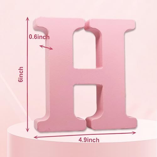AOCEAN 6 Inch Pink Wood Letters Unfinished Wooden Letters - Image 2