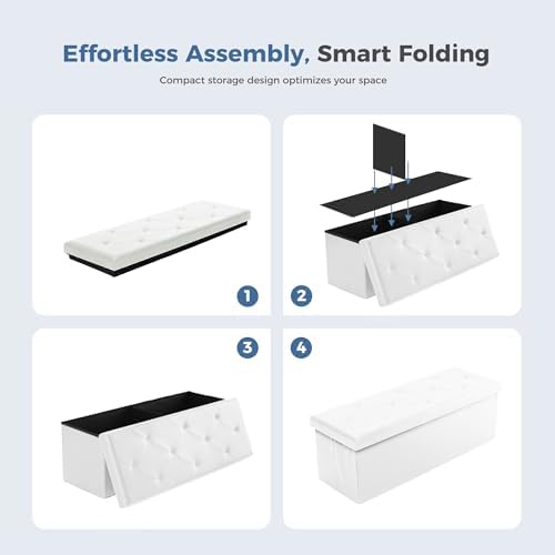 DUMOS 43 Inch Folding Storage Ottoman Bench, Large Ottoman - Image 5