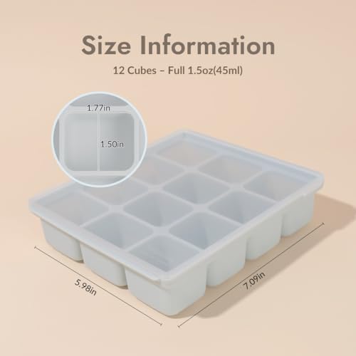 Baby Food Storage Silicone Cubes, Sand Beige, 12 Cubes 1.5oz - Image 3