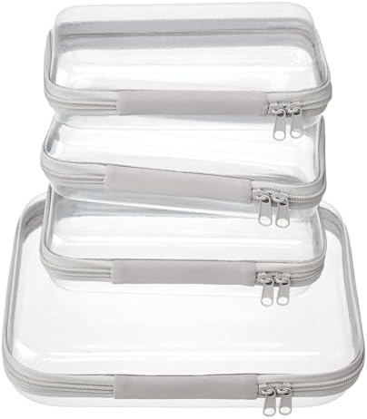 4 pcs Clear Zipper Pouches, Hard Shell Zipper Case, Toiletry Bag by WELPIRT