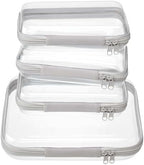 4 pcs Clear Zipper Pouches, Hard Shell Zipper Case, Toiletry Bag by WELPIRT