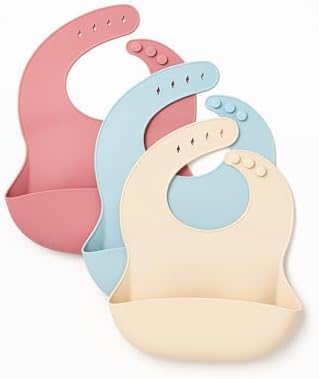 Soft Silicone Baby Bibs – 3 Pack | Adjustable, Waterproof, Easy-Clean Feeding by Verdara