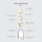 BIBS Glass Baby Bottle, 120 ml, Silicone Nipple - Image 3
