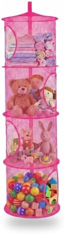 Hanging Stuffed Animal Storage Hammock Net 4 Tiers, Hot Pink by coastalrose