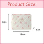 uekeboag Quilted Cotton Makeup Bag 2Pcs Coquette Cosmetic Bag, Large Soft - Image 2