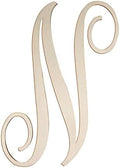 Cursive Wooden Letters N for Wall Decor Large Wood Monogram Letters 14 Inch by Focal20Craft