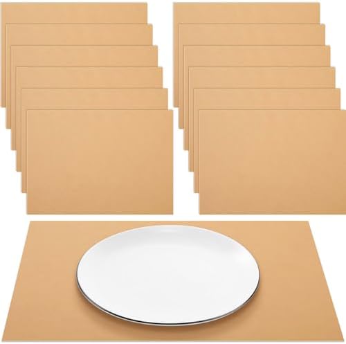 Fullhawl 60 Pcs Brown Paper Placemats, Disposable Rectangular Table Setting Mats by Fullhawl