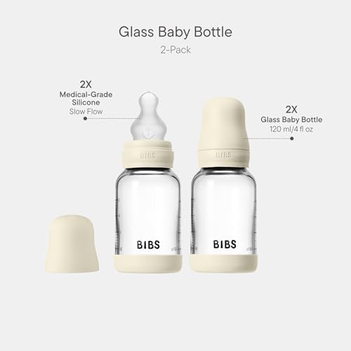 BIBS Glass Baby Bottle, 120 ml, Silicone Nipple - Image 2