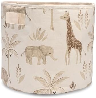 Crane Baby Fabric Round Nursery Storage Basket, Toy Storage, Safari Animal by CraneBaby