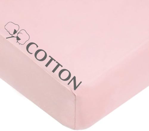 American Baby Company Cotton Fitted Crib Sheet 52x28", Baby Pink - Image 2