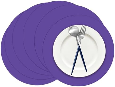 50 Pieces Purple Paper Place Mats Round Disposable Table Mats Purple Paper by Datyiiha