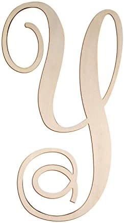 Cursive Wooden Letters Y for Wall Decor Large Wood Monogram Letters 14 Inch by Focal20Craft