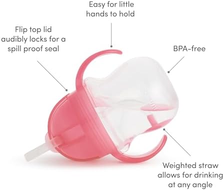 Munchkin Any Angle Sippy Cups for Toddlers, Spill Proof Weighted Straw Cup - Image 3