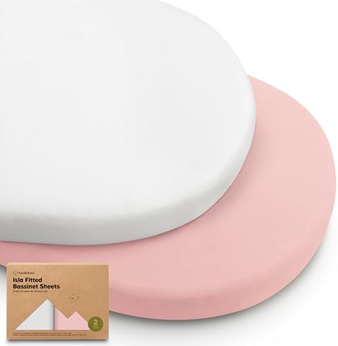 2-Pack Baby Bassinet Sheets Girl, 33x17 Bedside Sheets by KeaBabies