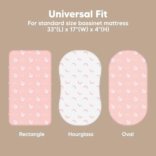 2-Pack Baby Bassinet Sheets Girl, 33x17 Bedside Sheets - Image 3