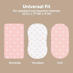 2-Pack Baby Bassinet Sheets Girl, 33x17 Bedside Sheets - Image 3