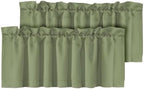 H.VERSAILTEX Blackout Kitchen Sage Green Curtain Valances, Short Window Valance by HVERSAILTEX