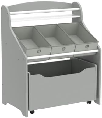 Humble Crew 3 in 1 Kids Bookshelf, Toy Organizer and Rolling Toy Box - Image 4