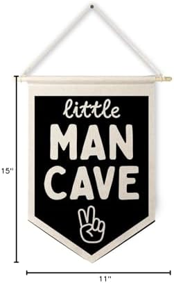 Qpenm Little Man Cave Wall Hanging Canvas Banner, Boys Room Decor, Modern Black - Image 7