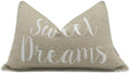 Rudransha Sweet Dreams Embroidered 12x18 Lumbar Pillow Cover, Natural Linen by Rudransha