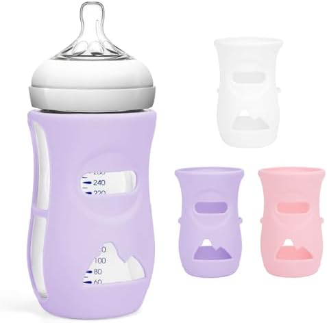 Silicone Sleeves for Avent Natural Glass Baby Bottles, BPA Free, Anti Breakage by AUDRWALL