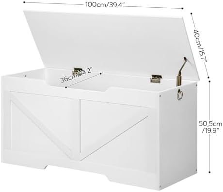 HOOBRO Storage Bench, 39.4” Retro Wooden Storage Chest - Image 3