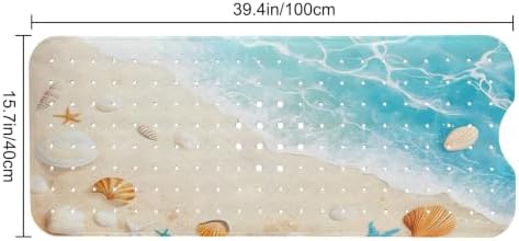 LNOND Summer Beach Bathtub Mat Non Slip, 40 X 16 Inch Tub Mat - Image 2