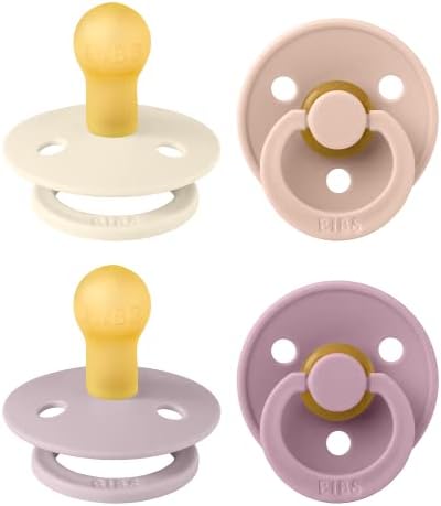 BIBS Pacifiers - Color 4 Pack | Round Nipple Baby Pacifier | BPA Free Natural by BIBS