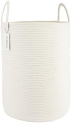 XUANGUO White Cotton Rope Laundry Basket Hamper by XUANGUO
