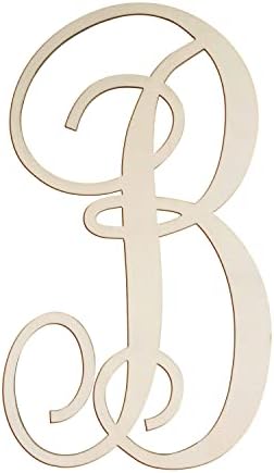 Cursive Wooden Letters B for Wall Decor Large Wood Monogram Letters 14 Inch by Focal20Craft