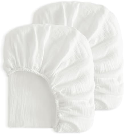 NTBAY Mini Crib Muslin Fitted Sheets, 2 Pack, 24 x 38 by NTBAY