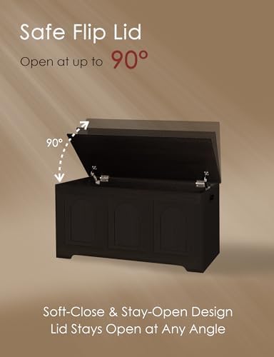 DINZI LVJ Storage Chest, Wooden Toy Box, Espresso 39.4" L - Image 6