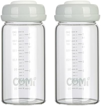 COMI Wide Neck Glass Breastmilk Collection n Storage Bottle, 8oz by COMI