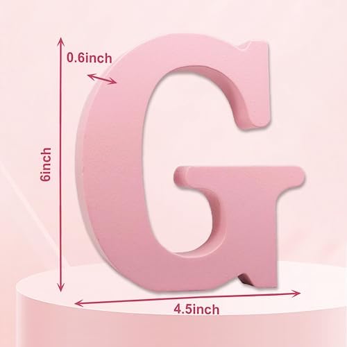 AOCEAN 6 Inch Pink Wood Letters Unfinished Wooden Letters - Image 2