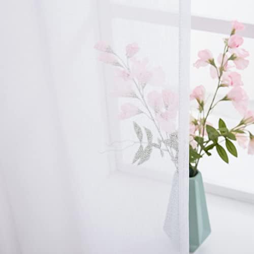 MIULEE Solid White Kitchen Sheer Valance Linen Look Window Curtain, Living Room - Image 4