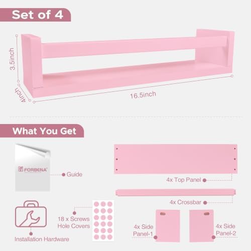 Forbena Pink Nursery Floating Shelves - Image 3