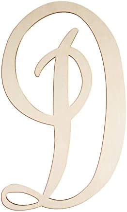Cursive Wooden Letters D for Wall Decor Large Wood Monogram Letters 14 Inch by Focal20Craft