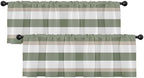 Emvency Valances for Windows, 2 Pack, 52x18 Inch, Sage Striped by Emvency